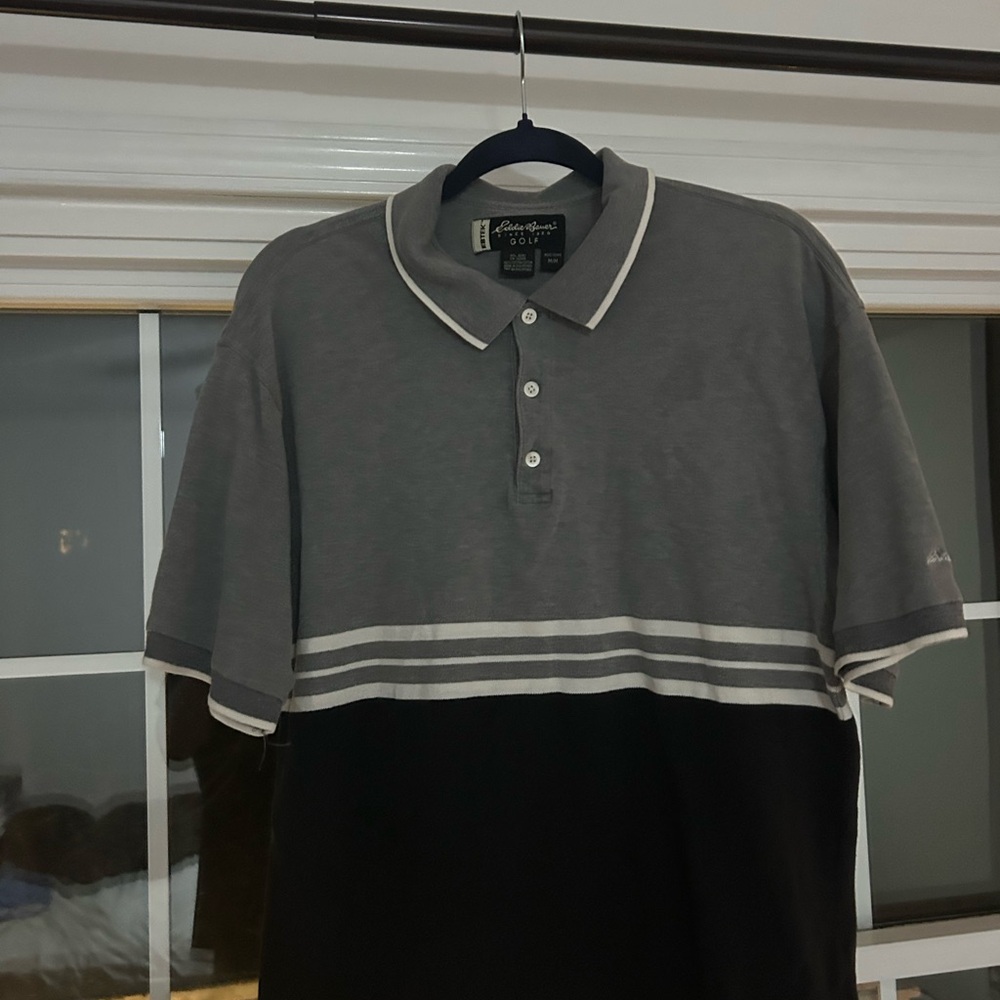 Eddie Bauer Gray and Black Polo Shirt